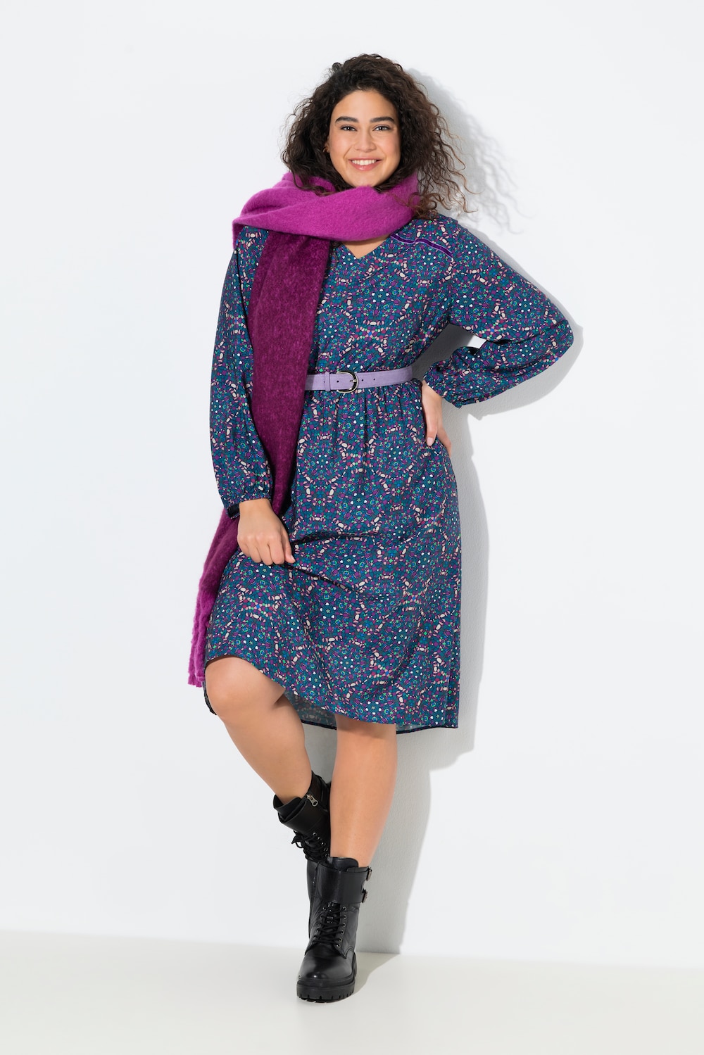 Große Größen Kleid, Damen, blau, Größe: 46/48, Viskose/Synthetische Fasern, Ulla Popken von Ulla Popken