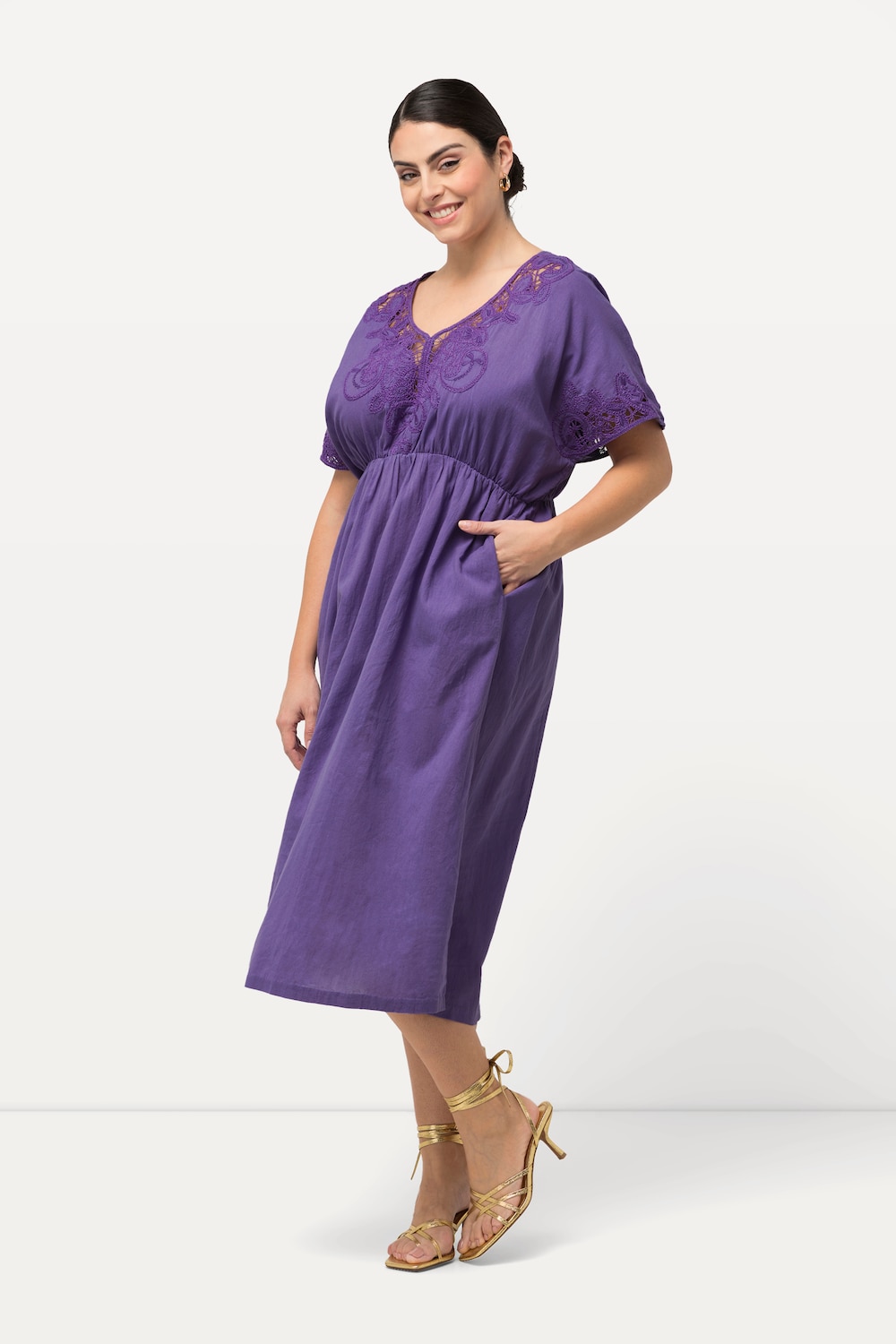 Große Größen Kleid, Damen, lila, Größe: 54/56, Baumwolle, Ulla Popken von Ulla Popken