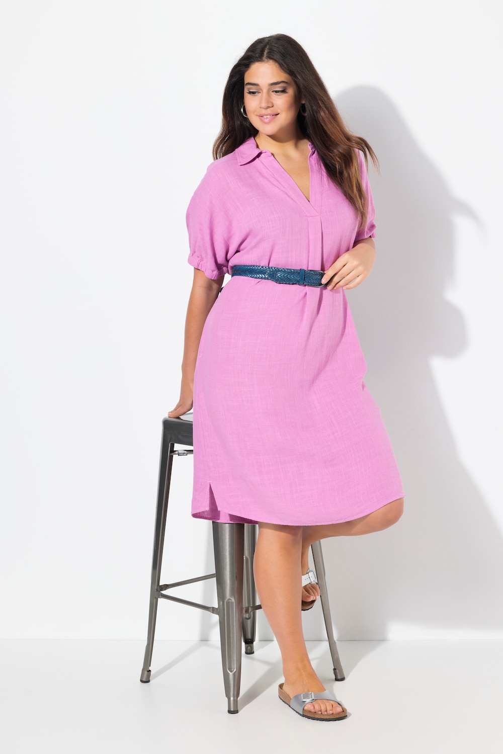 Große Größen Kleid, Damen, rosa, Größe: 50/52, Viskose/Leinen, Ulla Popken von Ulla Popken
