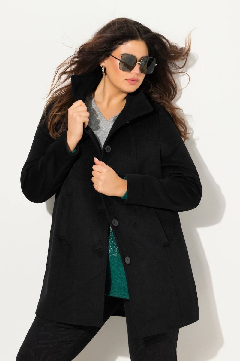 Große Größen Kurzmantel, Damen, schwarz, Größe: 54/56, Polyester/Wolle, Ulla Popken von Ulla Popken