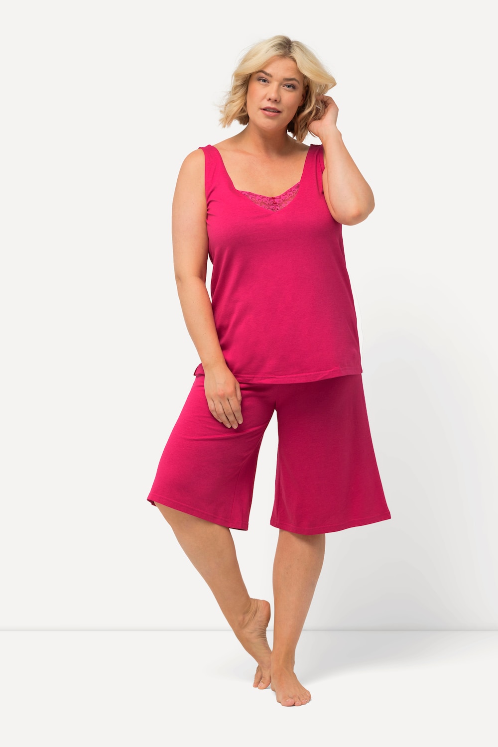 Große Größen Kurzpyjama, Damen, rosa, Größe: 46/48, Baumwolle/Synthetische Fasern, Ulla Popken von Ulla Popken