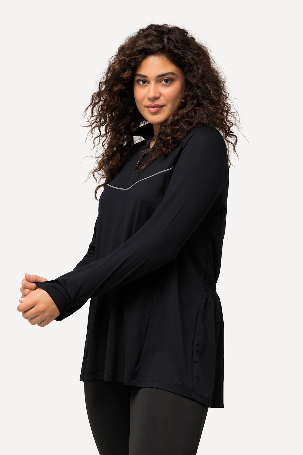 Große Größen Lauf-Longshirt, Damen, schwarz, Größe: 46/48, Polyester/Elasthan, Ulla Popken von Ulla Popken