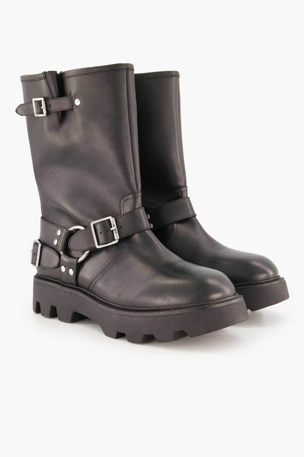Große Größen Leder-Bikerboots, Damen, schwarz, Größe: 38, Sonstige/Leder, Ulla Popken von Ulla Popken