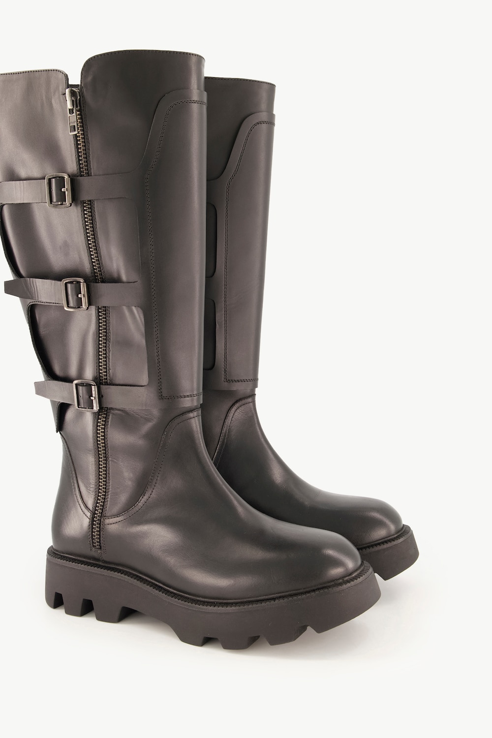Große Größen Leder-Bikerstiefel, Damen, schwarz, Größe: 40, Sonstige/Leder, Ulla Popken von Ulla Popken