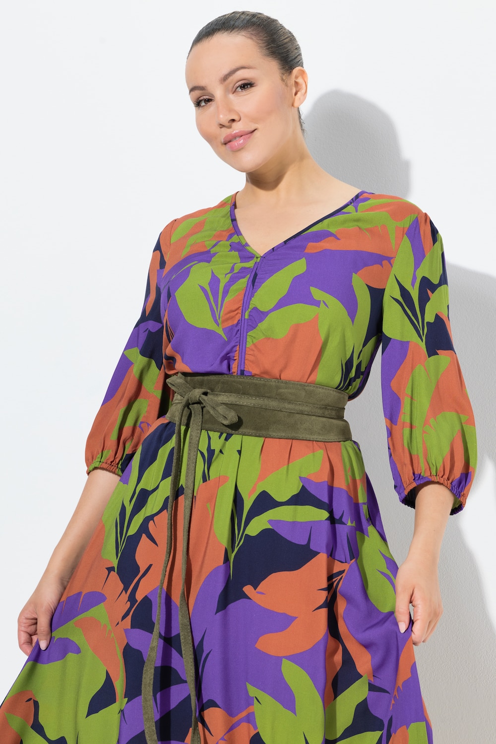 Große Größen Leder-Bindegürtel, Damen, braun, Größe: One Size, Leder, Ulla Popken von Ulla Popken