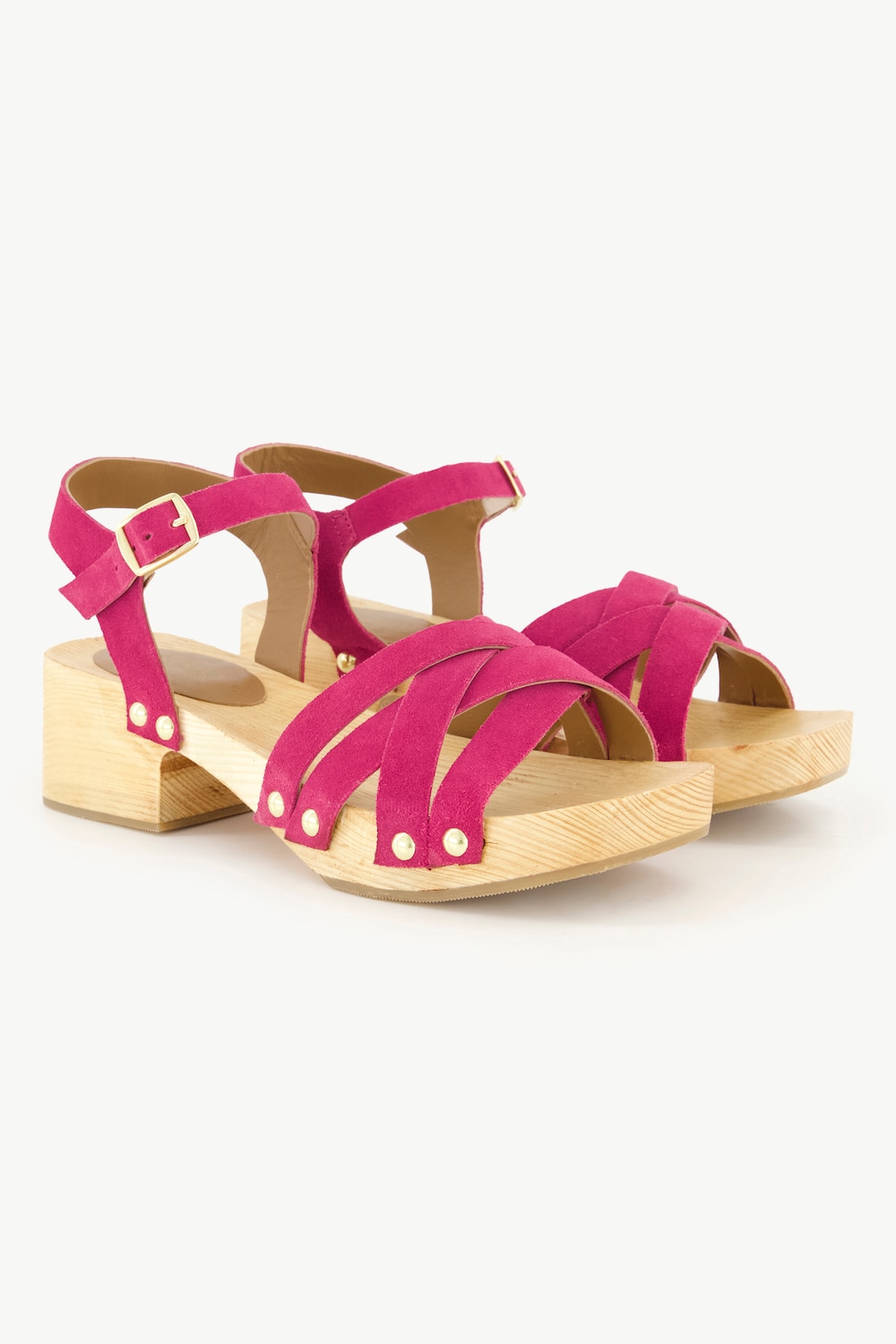 Große Größen Leder-Clog-Sandaletten, Damen, rosa, Größe: 44, Leder, Ulla Popken von Ulla Popken