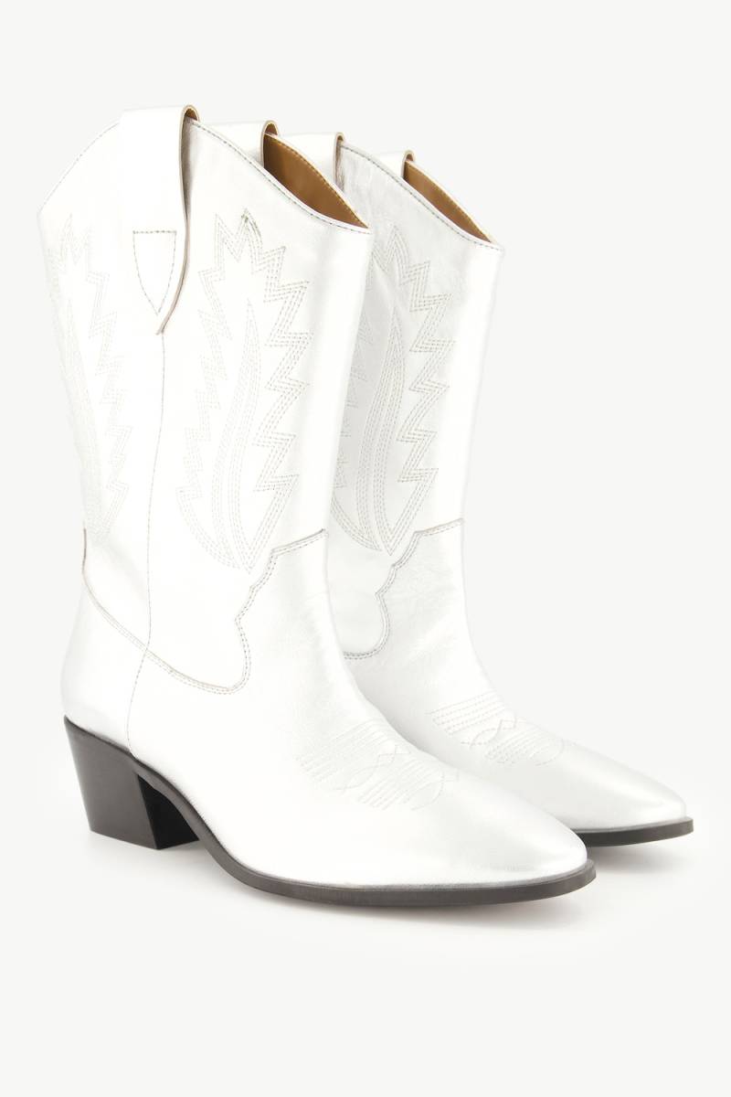 Große Größen Leder-Cowboystiefel, Damen, grau, Größe: 40, Leder/Synthetische Fasern, Ulla Popken von Ulla Popken