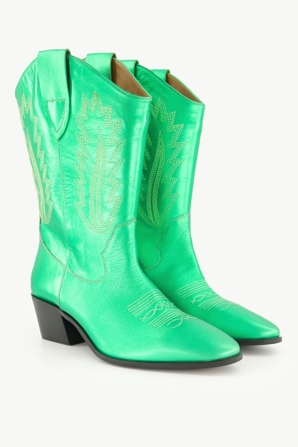 Große Größen Leder-Cowboystiefel, Damen, grün, Größe: 38, Leder/Synthetische Fasern, Ulla Popken von Ulla Popken