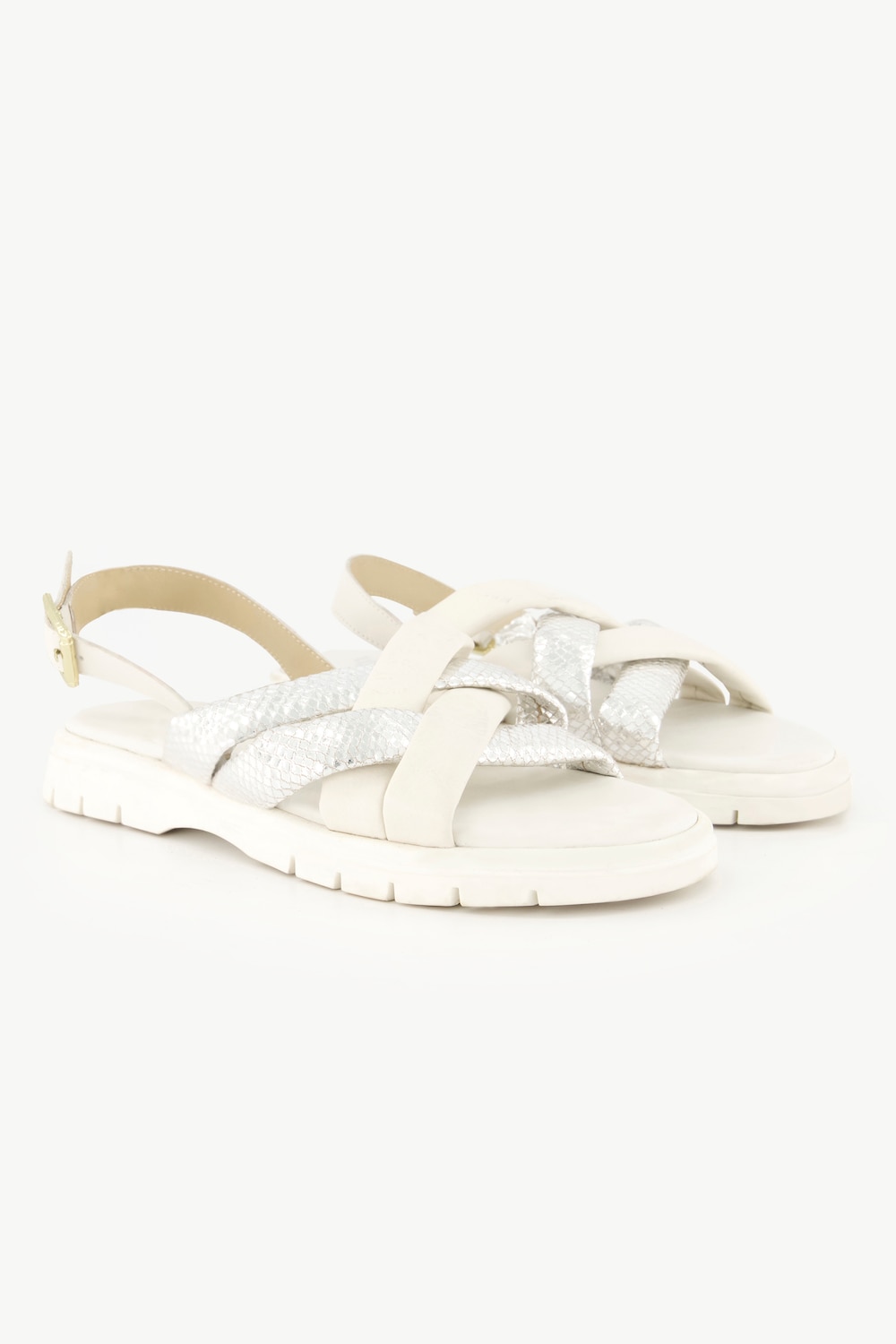 Große Größen Leder-Sandaletten, Damen, weiß, Größe: 43, Sonstige/Leder, Ulla Popken von Ulla Popken