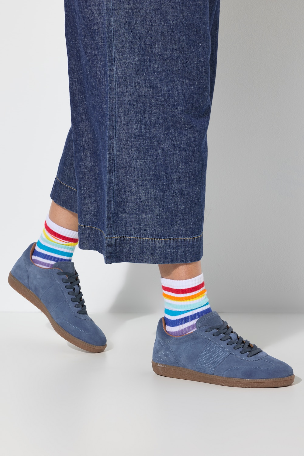 Große Größen Leder-Sneaker, Damen, blau, Größe: 43, Sonstige/Leder, Ulla Popken von Ulla Popken