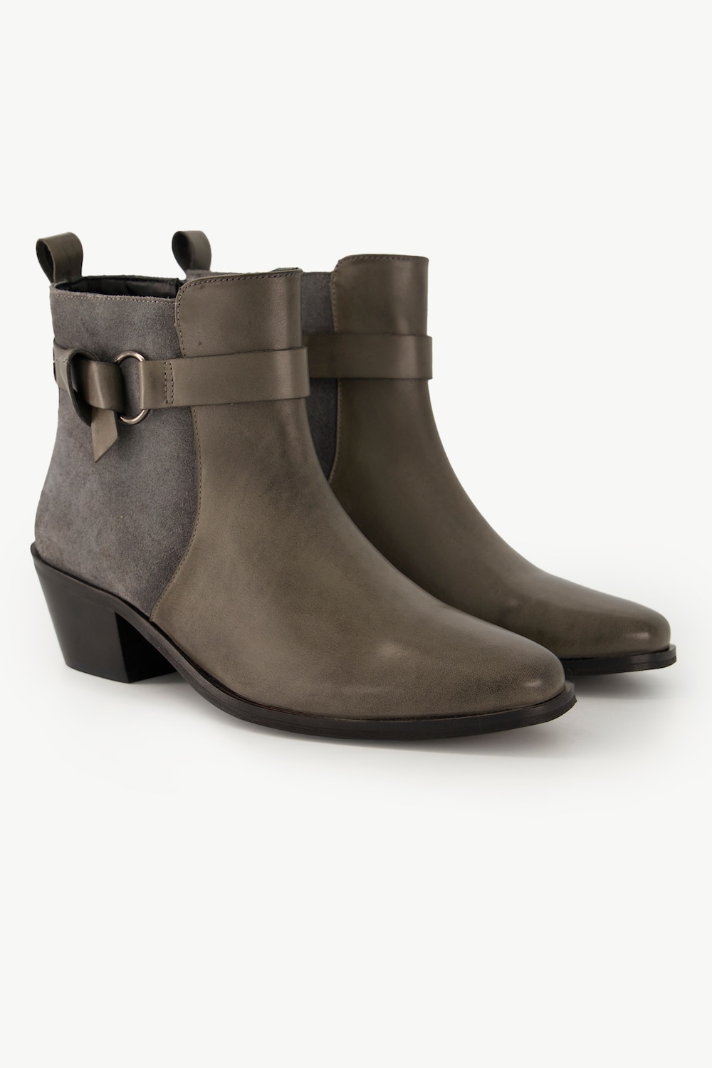 Große Größen Leder-Stiefeletten, Damen, grau, Größe: 41, Leder, Ulla Popken von Ulla Popken
