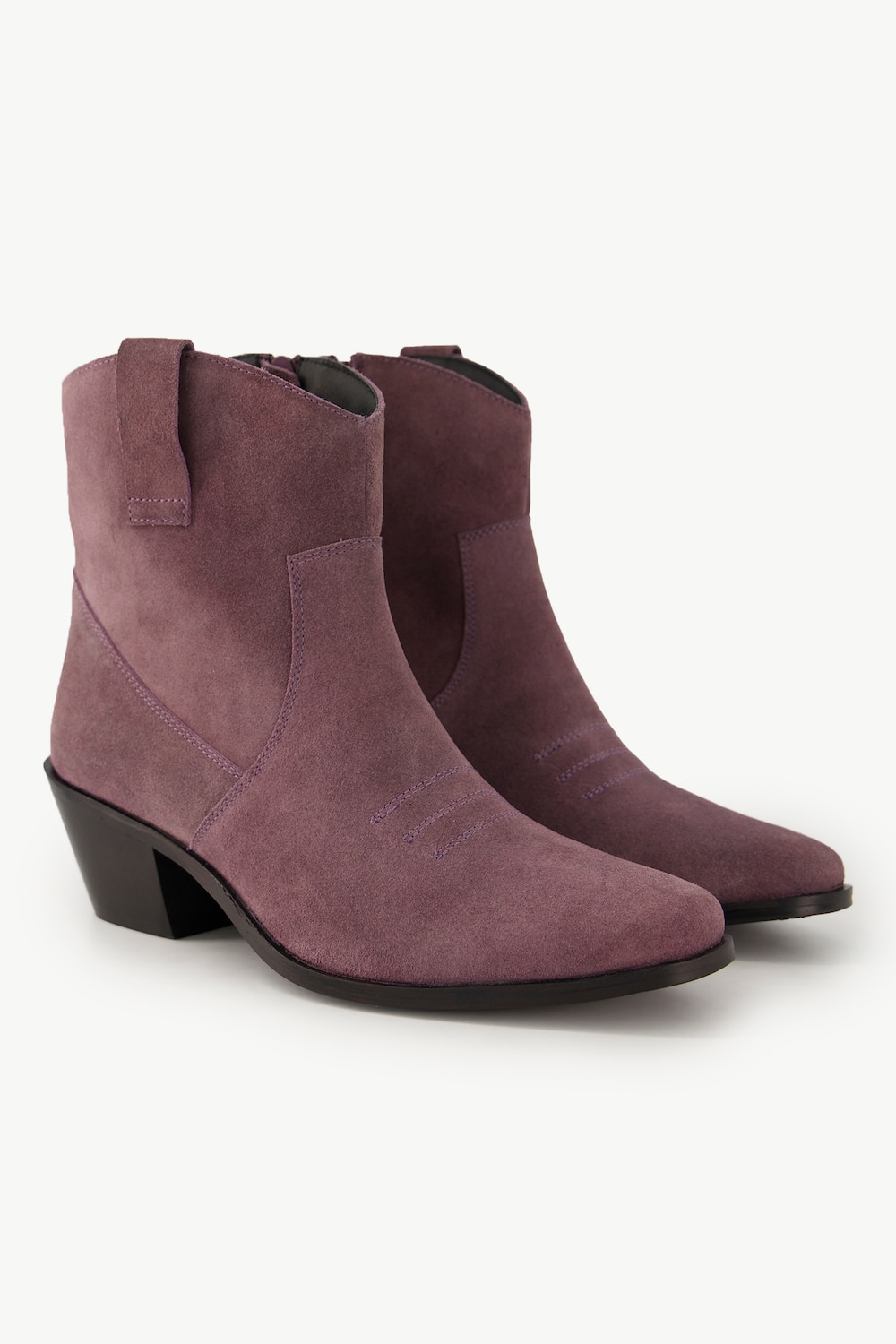 Große Größen Leder-Stiefeletten, Damen, lila, Größe: 39, Leder, Ulla Popken von Ulla Popken