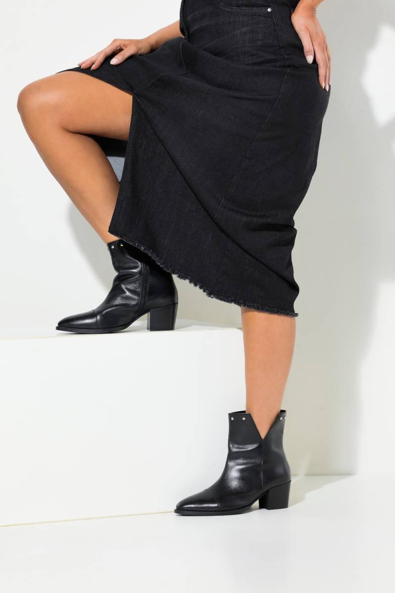 Große Größen Leder-Stiefeletten, Damen, schwarz, Größe: 38, Sonstige/Leder, Ulla Popken von Ulla Popken