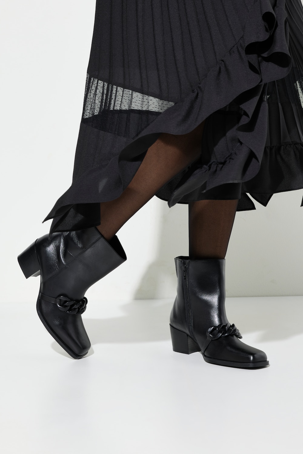 Große Größen Leder-Stiefeletten, Damen, schwarz, Größe: 38, Sonstige/Leder, Ulla Popken von Ulla Popken