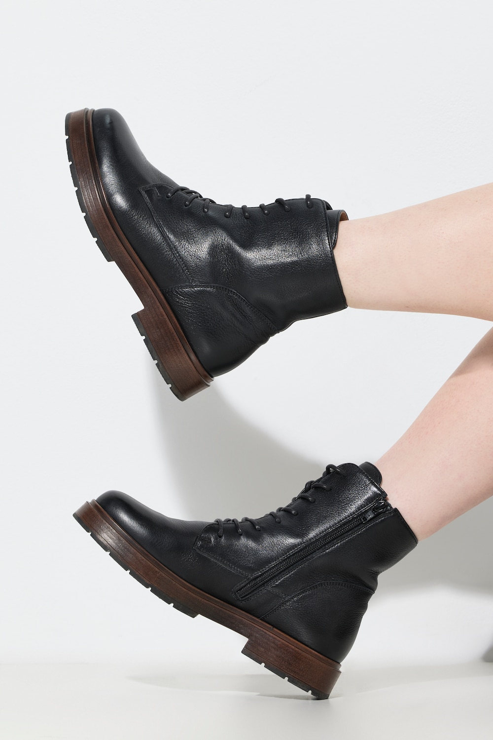 Große Größen Leder-Stiefeletten, Damen, schwarz, Größe: 41, Leder, Ulla Popken Große Größen Leder-Stiefeletten, Damen, schwarz, Größe: 41, Leder, Ulla Popken von Ulla Popken