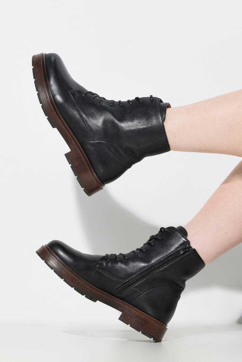 Große Größen Leder-Stiefeletten, Damen, schwarz, Größe: 41, Leder, Ulla Popken Große Größen Leder-Stiefeletten, Damen, schwarz, Größe: 41, Leder, Ulla Popken von Ulla Popken