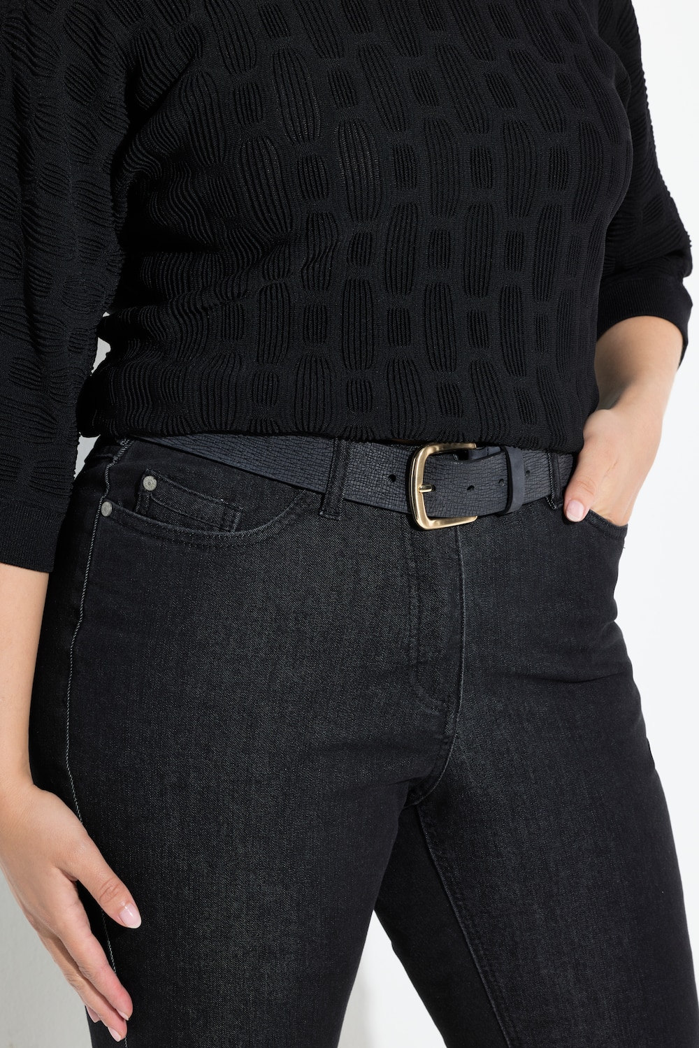 Große Größen Ledergürtel, Damen, schwarz, Größe: 145, Leder, Ulla Popken von Ulla Popken
