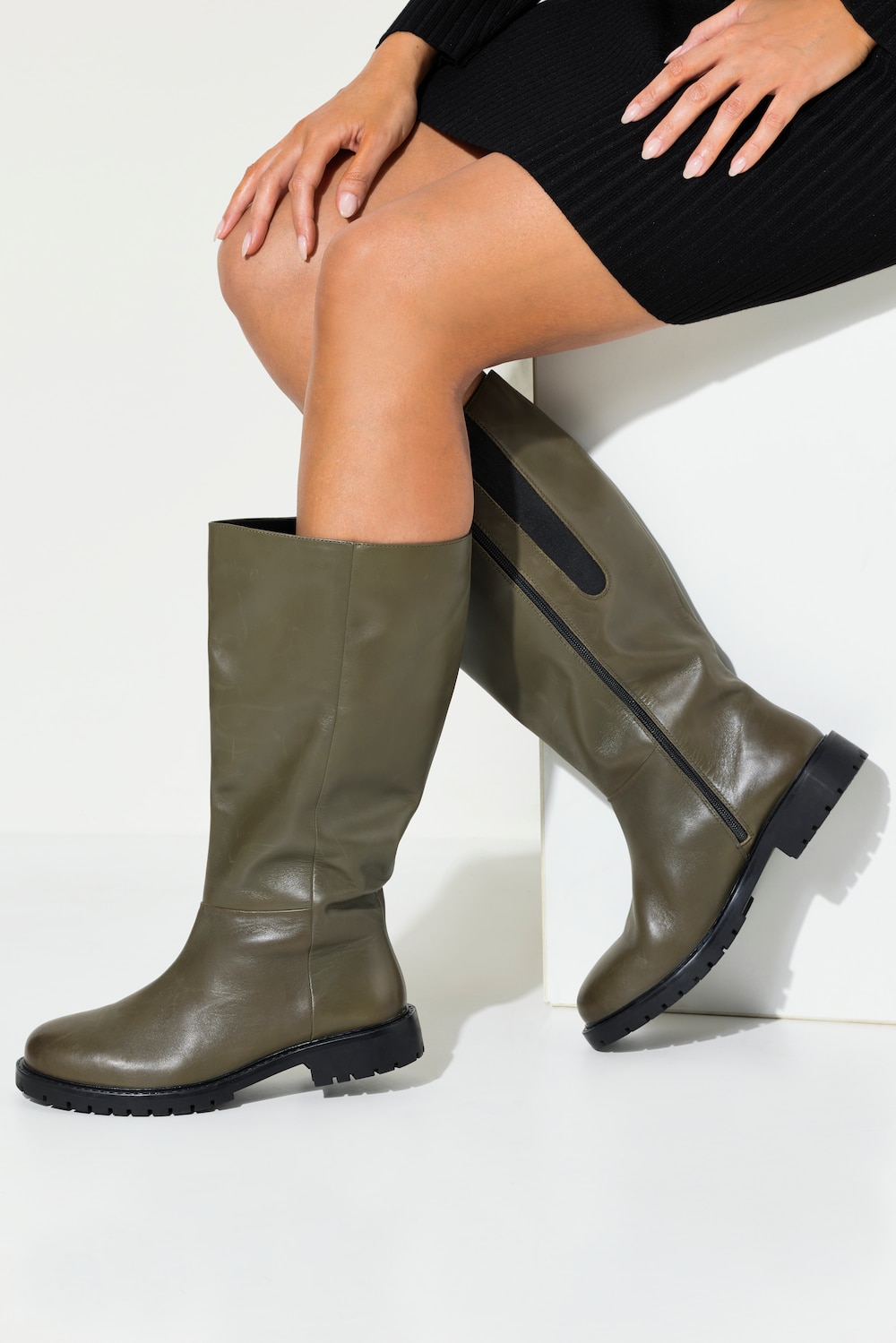 Große Größen Lederstiefel, Damen, braun, Größe: 41, Sonstige/Leder, Ulla Popken von Ulla Popken