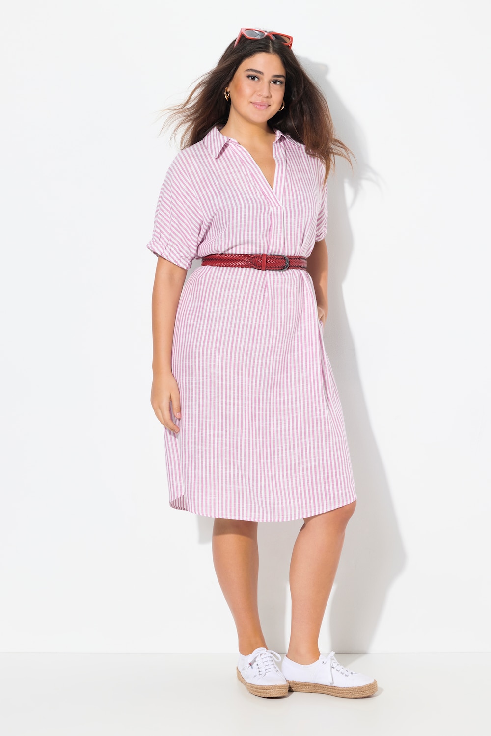 Große Größen Leinenmix-Kleid, Damen, rosa, Größe: 54/56, Viskose/Leinen, Ulla Popken von Ulla Popken