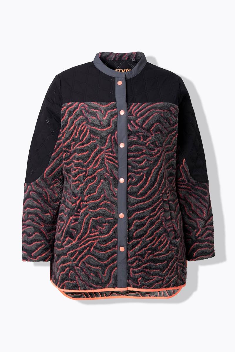 Große Größen Long-Fleecejacke, Damen, schwarz, Größe: 54/56, Polyester, Ulla Popken von Ulla Popken