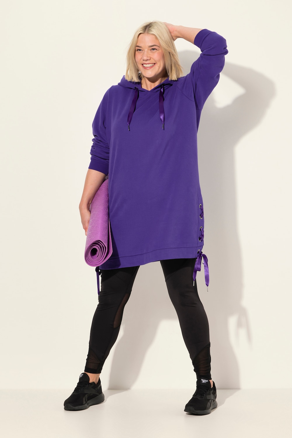 Große Größen Long-Hoodie, Damen, blau, Größe: 54/56, Baumwolle/Polyester, Ulla Popken von Ulla Popken
