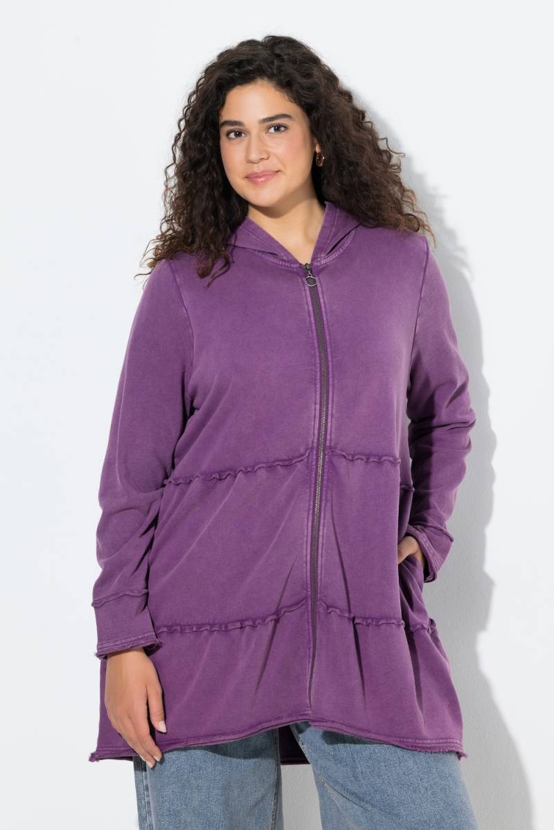 Große Größen Long-Hoodiejacke, Damen, lila, Größe: 58/60, Baumwolle, Ulla Popken von Ulla Popken