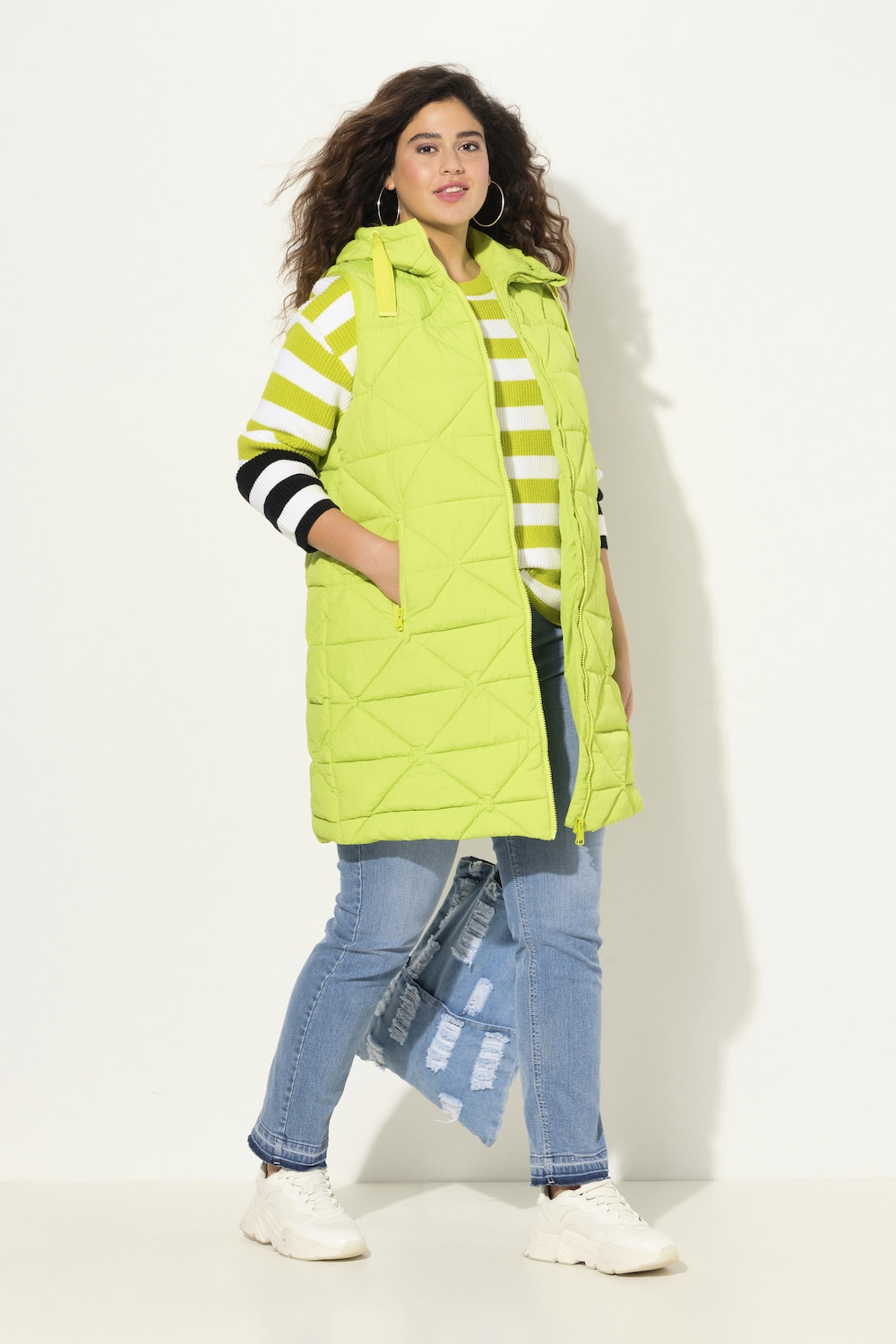 Große Größen Long-Steppweste, Damen, grün, Größe: 46/48, Polyester/Synthetische Fasern, Ulla Popken von Ulla Popken