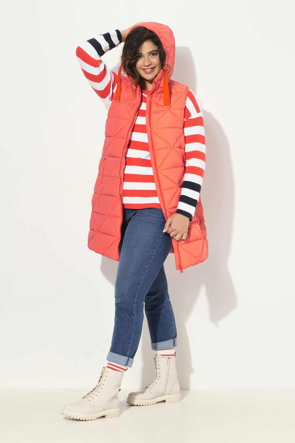 Große Größen Long-Steppweste, Damen, rot, Größe: 58/60, Polyester/Synthetische Fasern, Ulla Popken von Ulla Popken