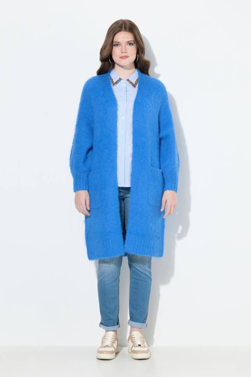 Große Größen Long-Strickjacke, Damen, blau, Größe: 58/60, Polyester/Synthetische Fasern, Ulla Popken von Ulla Popken