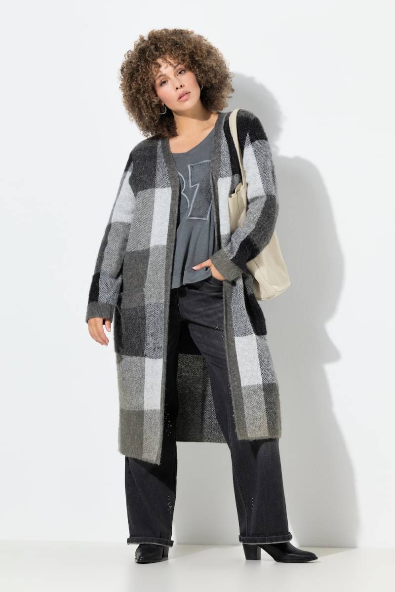 Große Größen Long-Strickjacke, Damen, grau, Größe: 46/48, Synthetische Fasern/Polyester, Ulla Popken von Ulla Popken