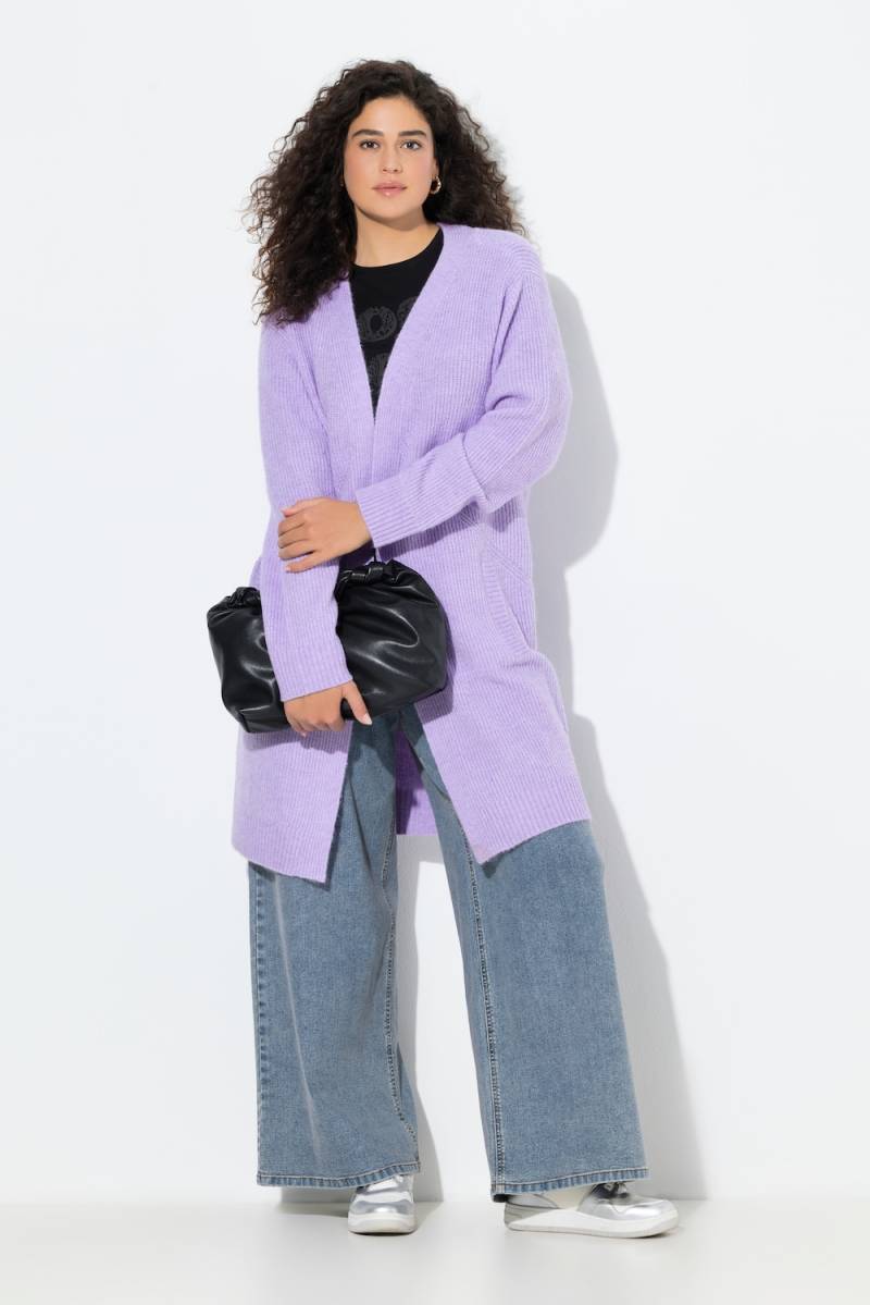 Große Größen Long-Strickjacke, Damen, lila, Größe: 42/44, Synthetische Fasern/Polyester, Ulla Popken von Ulla Popken