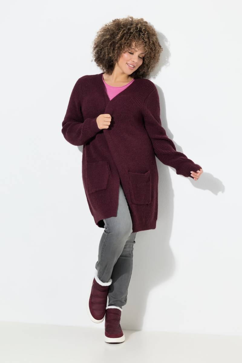 Große Größen Long-Strickjacke, Damen, lila, Größe: 50/52, Synthetische Fasern/Polyester, Ulla Popken von Ulla Popken