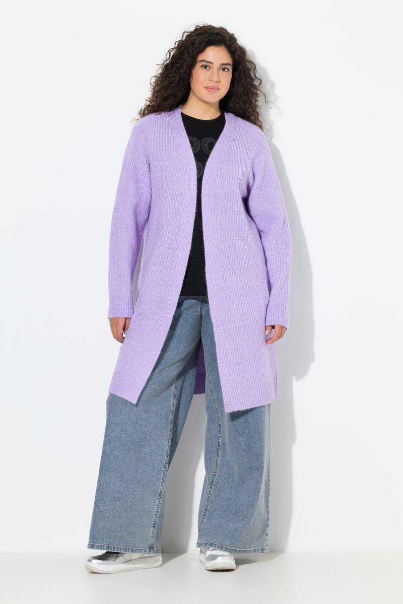 Große Größen Long-Strickjacke, Damen, lila, Größe: 50/52, Synthetische Fasern/Polyester, Ulla Popken von Ulla Popken