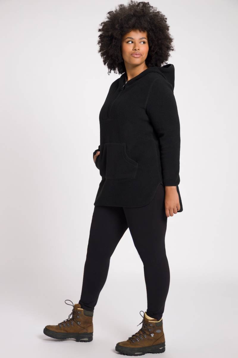 Große Größen Long-Teddy-Fleecepullover, Damen, schwarz, Größe: 62/64, Polyester, Ulla Popken von Ulla Popken