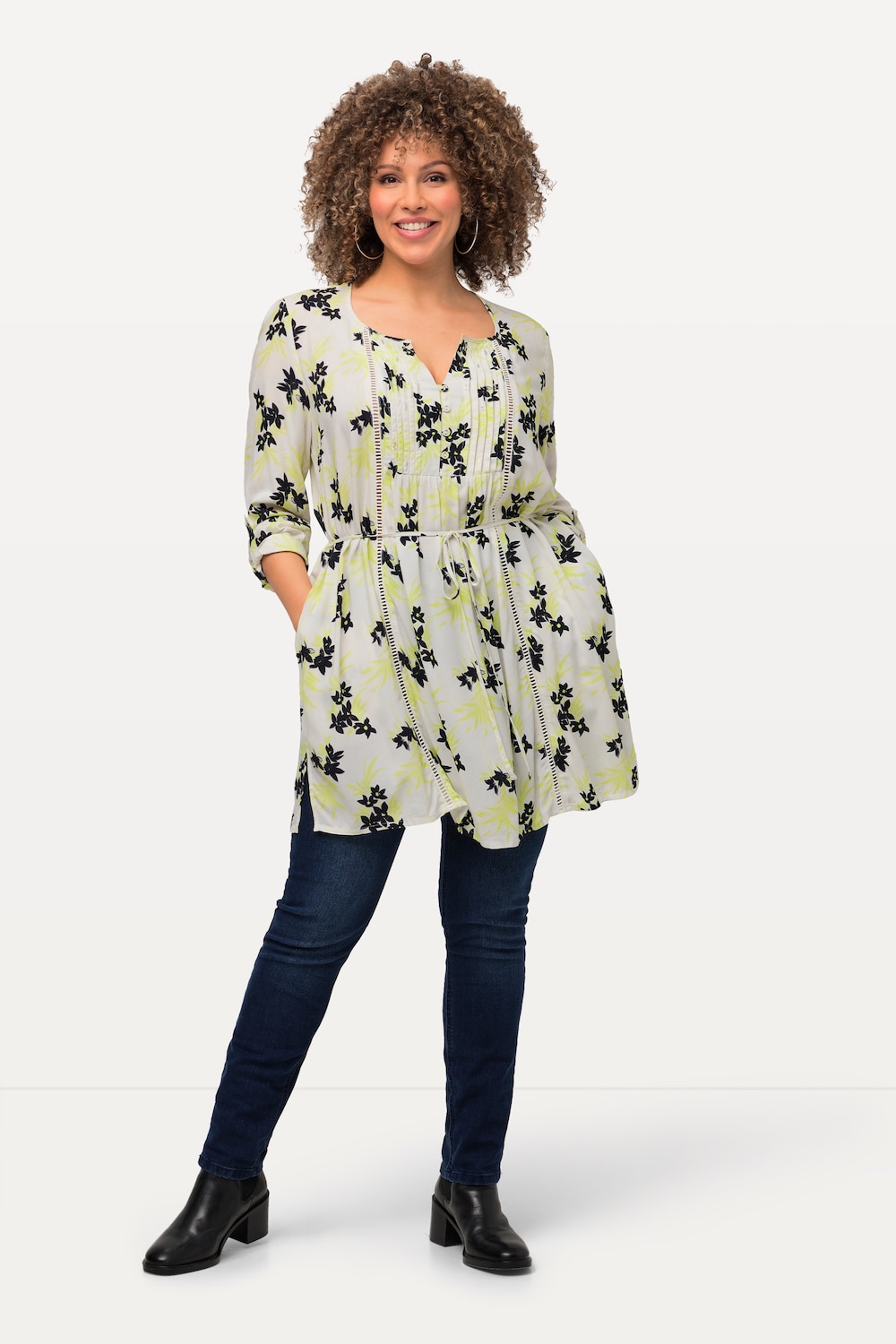 Große Größen Long-Tunika, Damen, beige, Größe: 50/52, Viskose, Ulla Popken von Ulla Popken