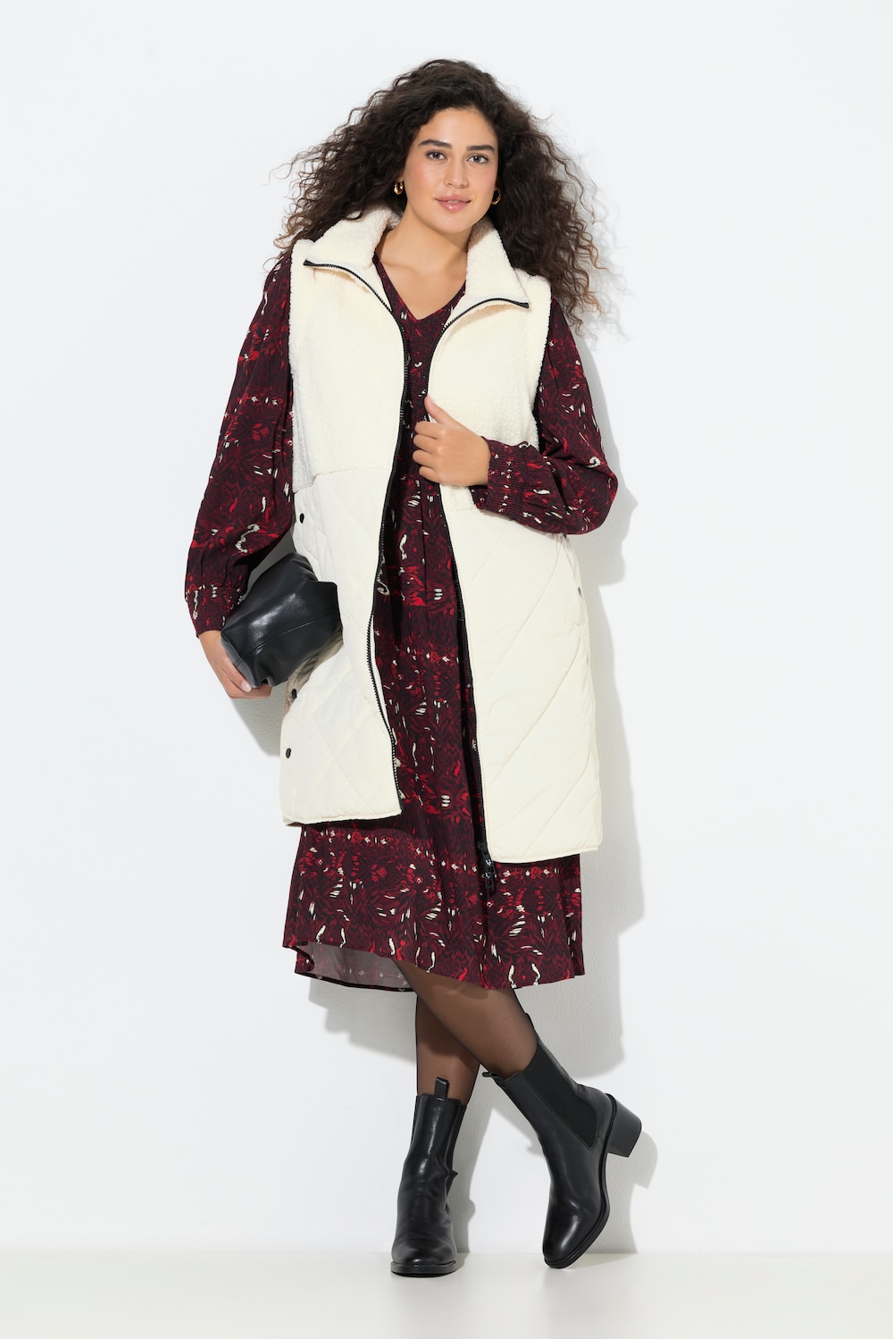 Große Größen Long-Weste, Damen, beige, Größe: 58/60, Polyester/Synthetische Fasern, Ulla Popken von Ulla Popken