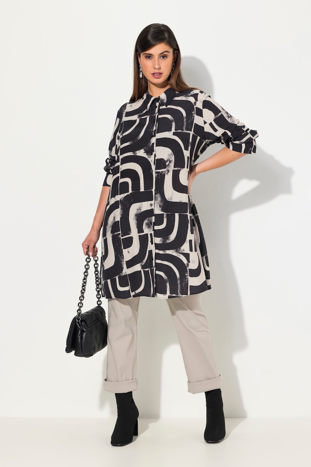Große Größen Longbluse, Damen, grau, Größe: 58/60, Viskose, Ulla Popken von Ulla Popken