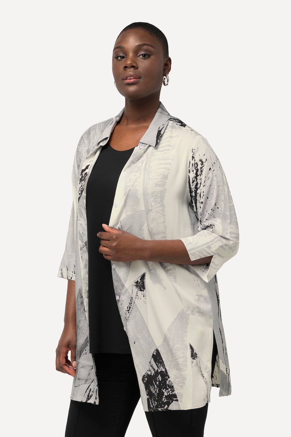 Große Größen Longbluse, Damen, schwarz, Größe: 42/44, Viskose, Ulla Popken von Ulla Popken