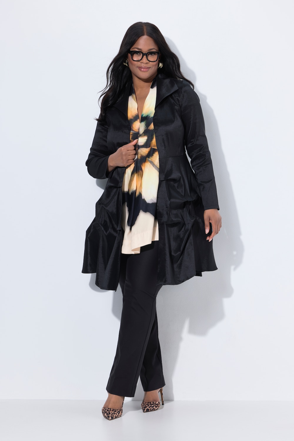 Große Größen Longjacke, Damen, schwarz, Größe: 50, Viskose/Polyester/Synthetische Fasern, Ulla Popken von Ulla Popken