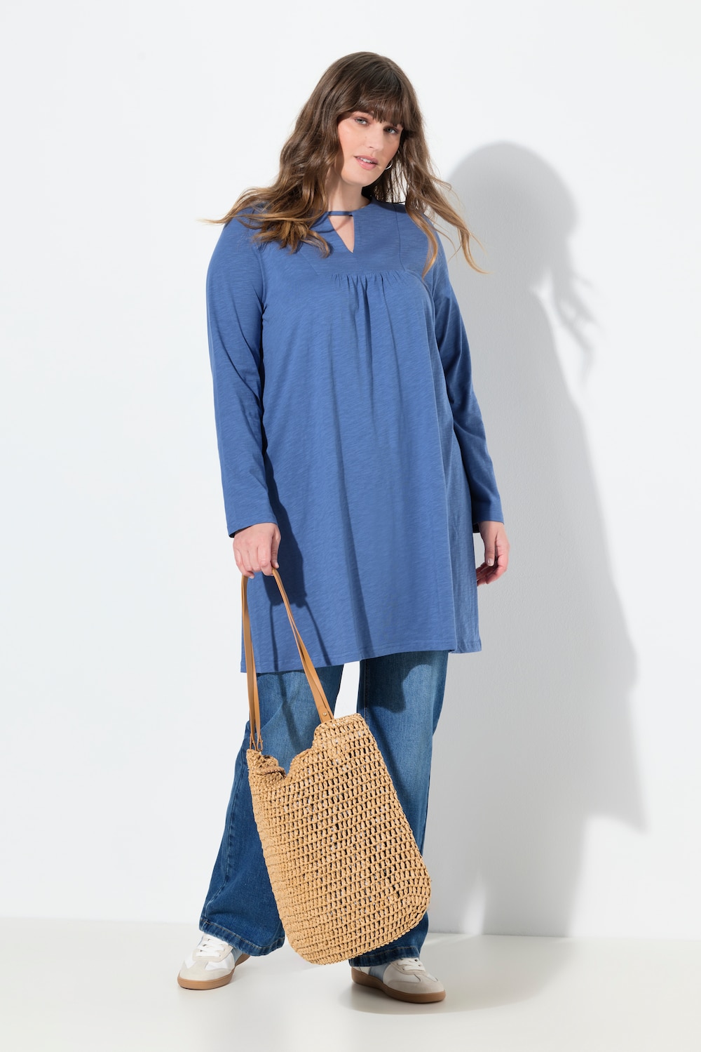 Große Größen Longshirt, Damen, blau, Größe: 42/44, Baumwolle, Ulla Popken von Ulla Popken