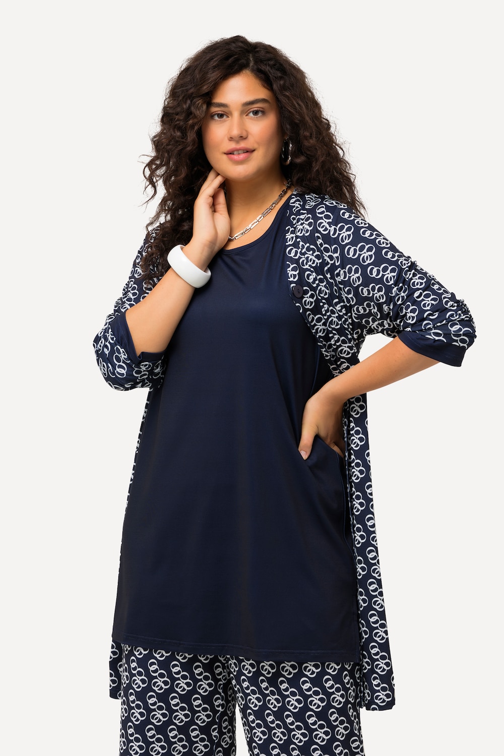 Große Größen Longshirt, Damen, blau, Größe: 42/44, Polyester, Ulla Popken von Ulla Popken