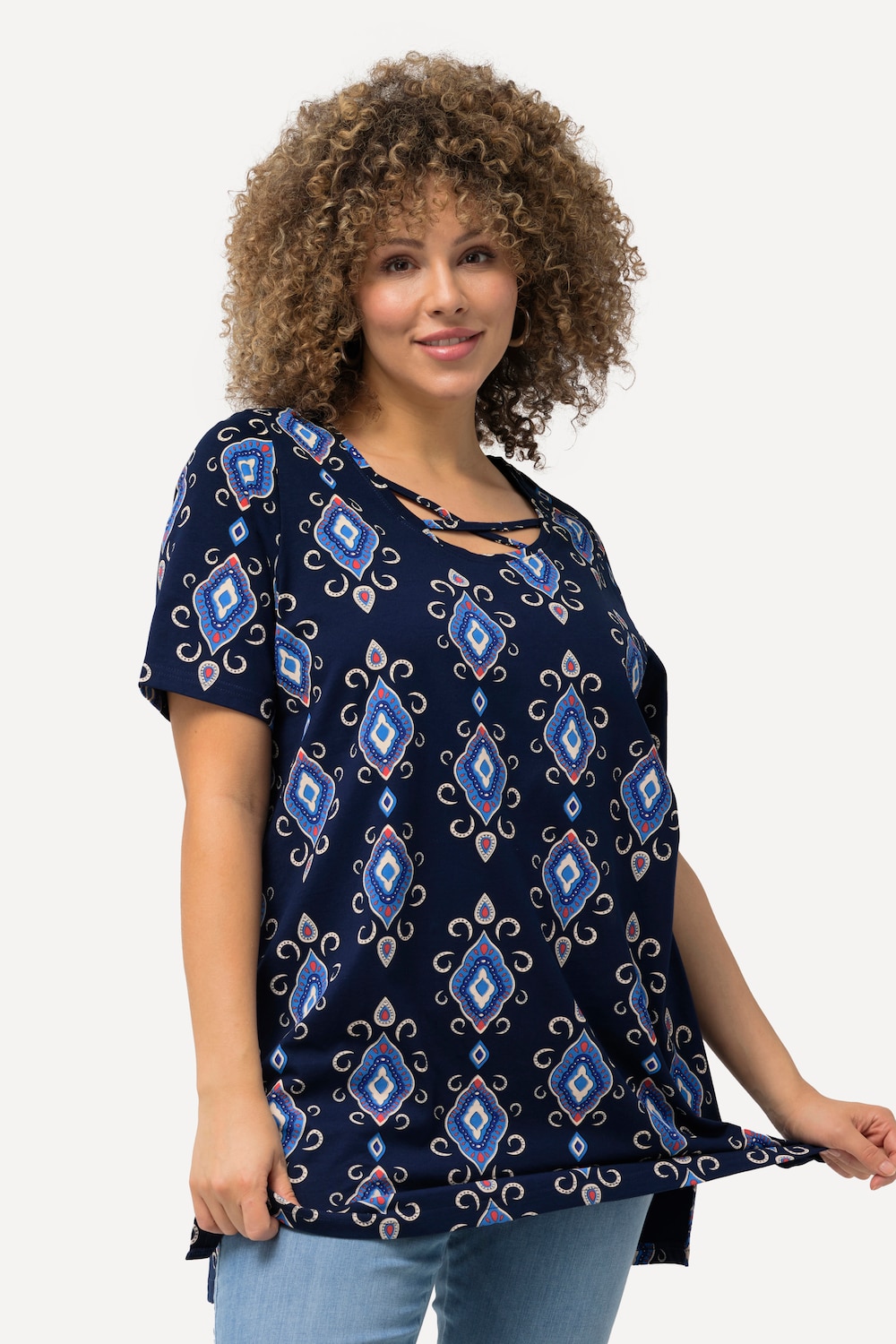 Große Größen Longshirt, Damen, blau, Größe: 46/48, Baumwolle, Ulla Popken von Ulla Popken