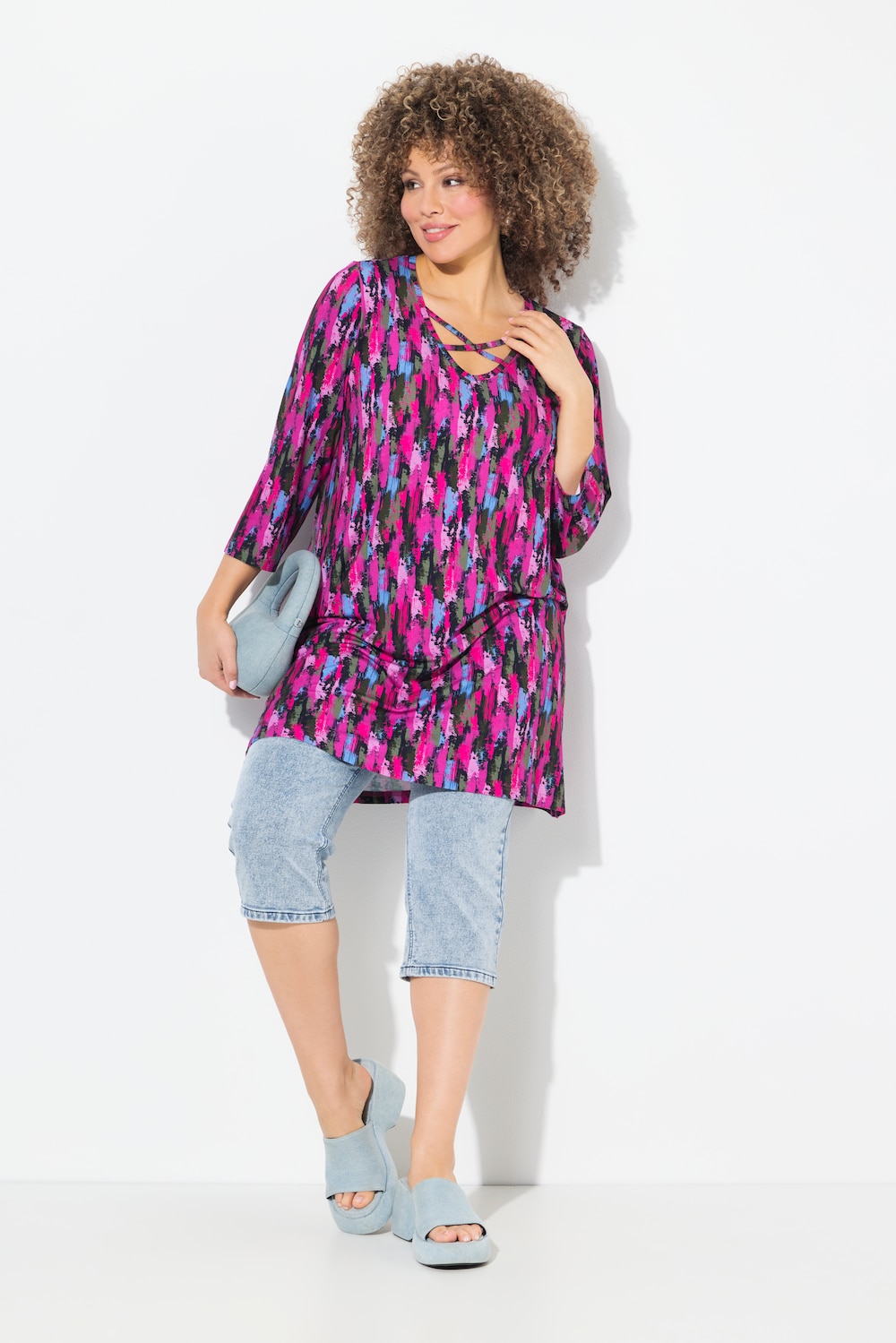 Große Größen Longshirt, Damen, blau, Größe: 46/48, Viskose, Ulla Popken von Ulla Popken