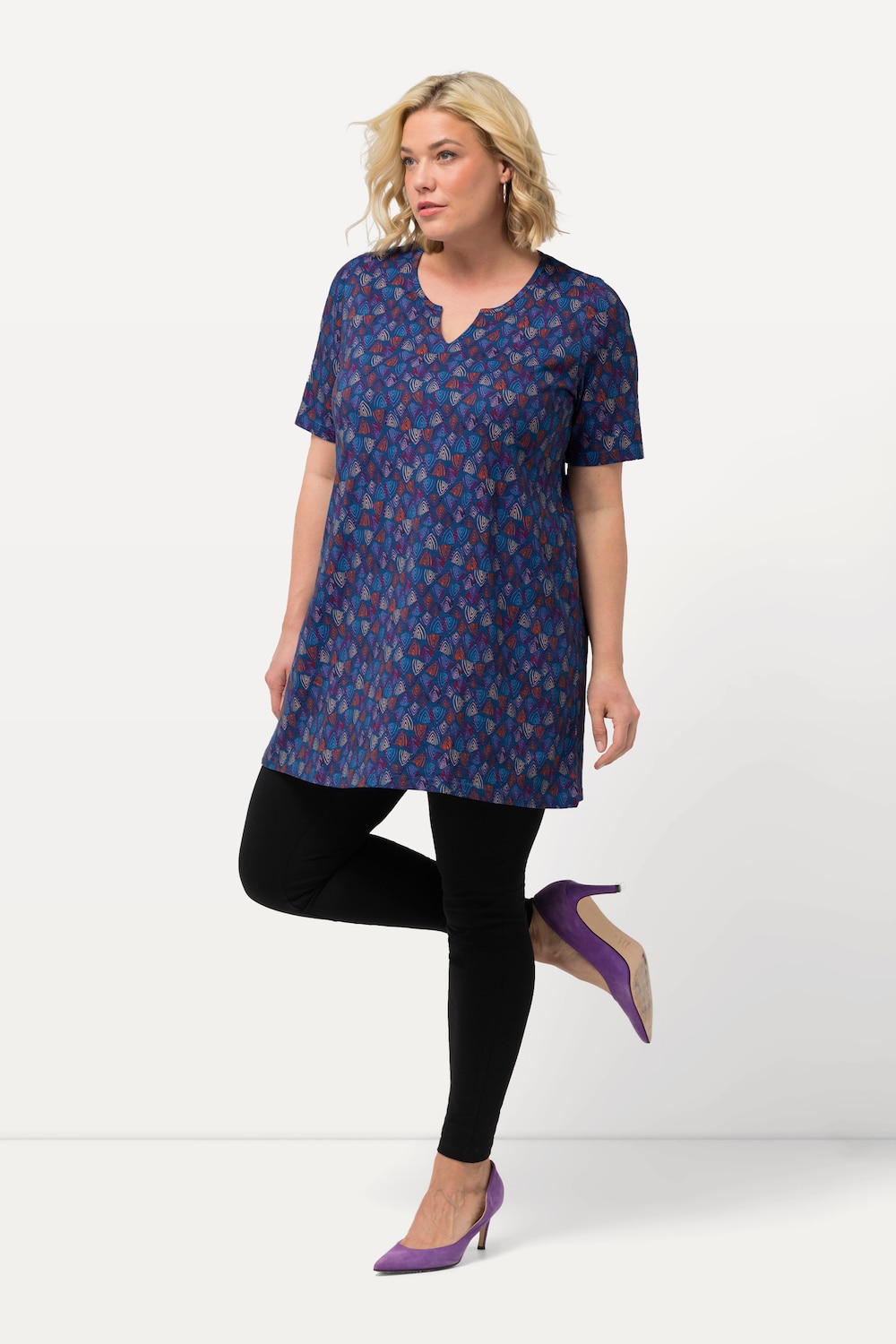 Große Größen Longshirt, Damen, blau, Größe: 50/52, Baumwolle, Ulla Popken von Ulla Popken