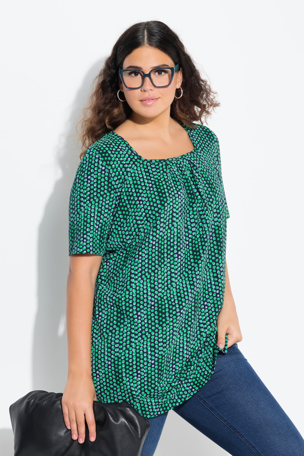 Große Größen Longshirt, Damen, blau, Größe: 50/52, Baumwolle, Ulla Popken von Ulla Popken