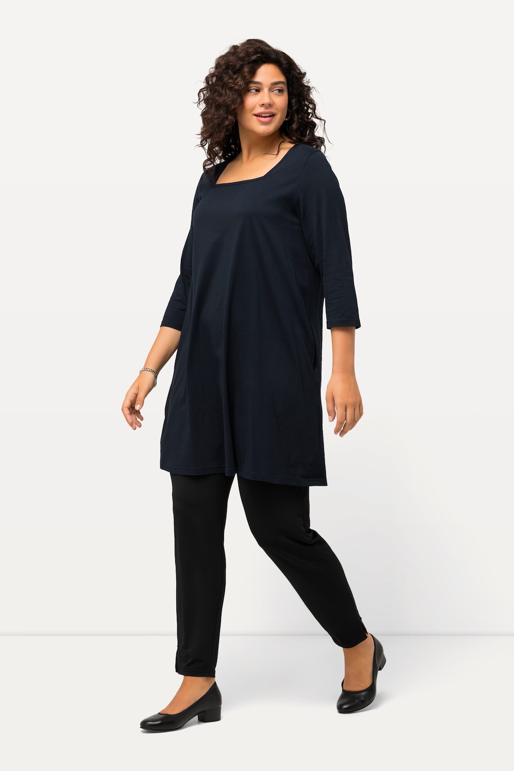 Große Größen Longshirt, Damen, blau, Größe: 50/52, Baumwolle, Ulla Popken von Ulla Popken
