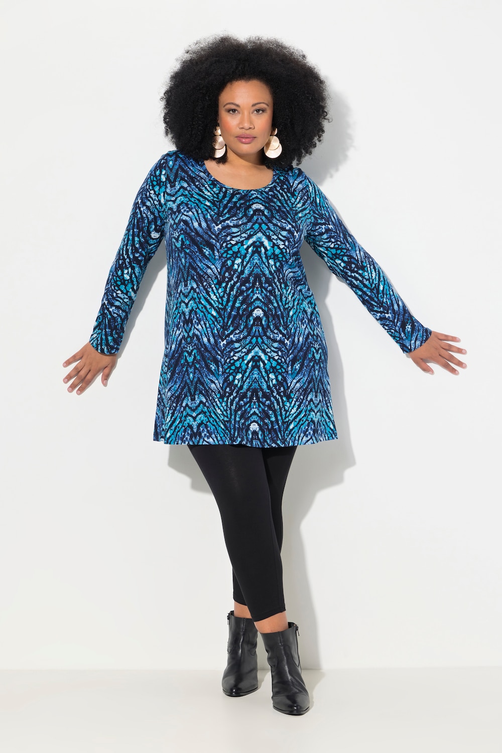 Große Größen Longshirt, Damen, blau, Größe: 54/56, Baumwolle, Ulla Popken von Ulla Popken