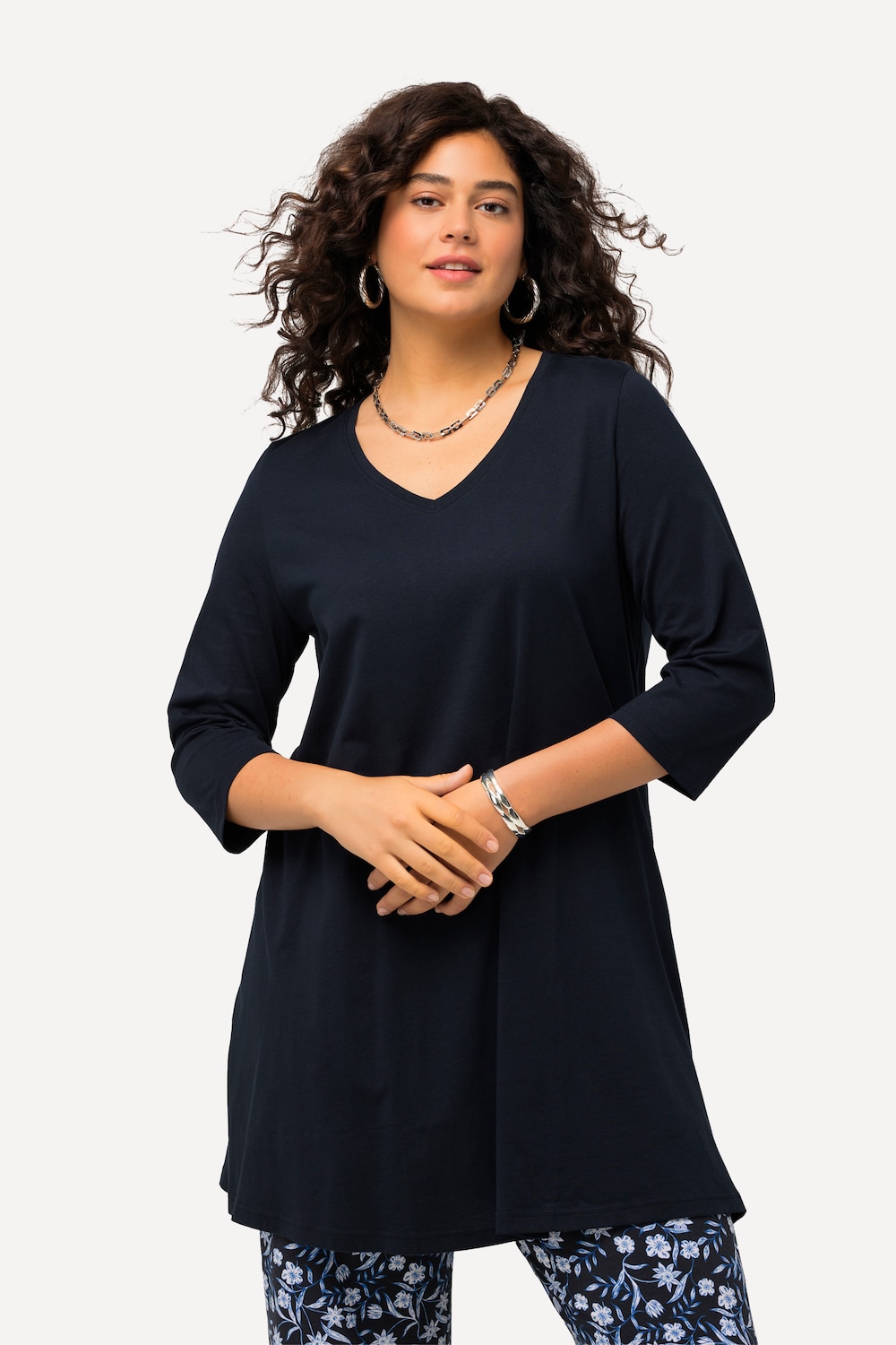 Große Größen Longshirt, Damen, blau, Größe: 54/56, Baumwolle, Ulla Popken von Ulla Popken