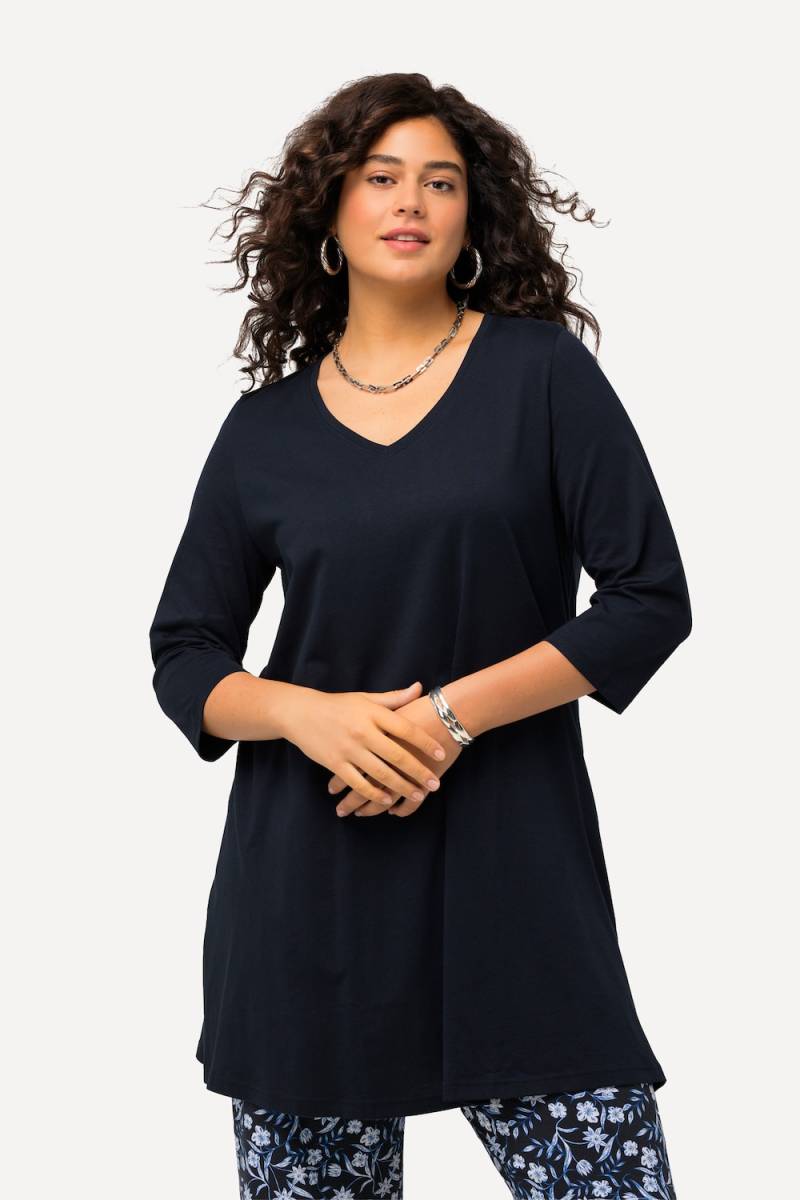 Große Größen Longshirt, Damen, blau, Größe: 54/56, Baumwolle, Ulla Popken von Ulla Popken