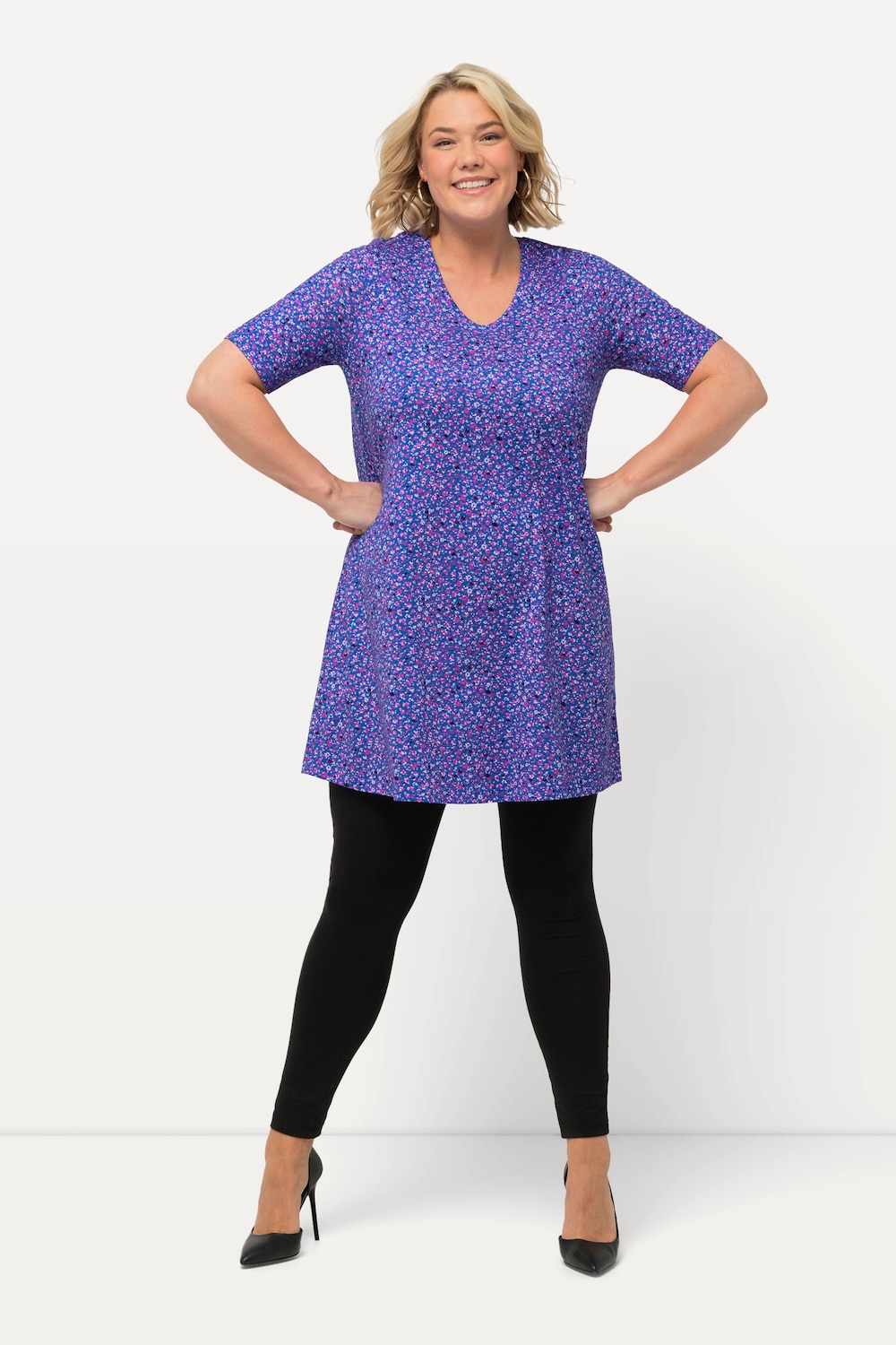 Große Größen Longshirt, Damen, blau, Größe: 58/60, Baumwolle, Ulla Popken von Ulla Popken